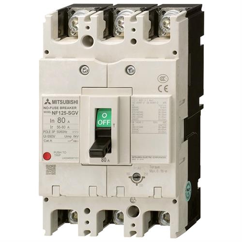 MCCB MITSUBISHI 3P 56-80A 36kA chỉnh dòng 0.7-1.0In ( NF125-SGV )